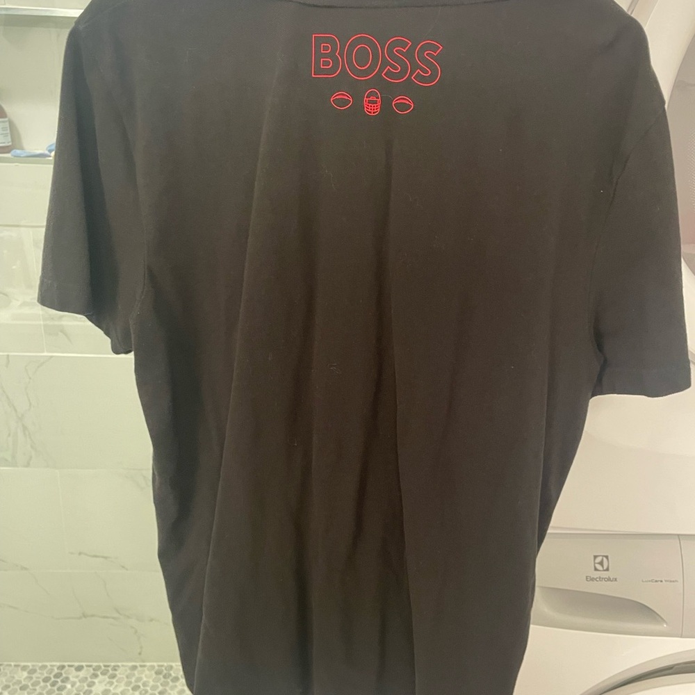 BOSS Men's Black Tee with Red Logo